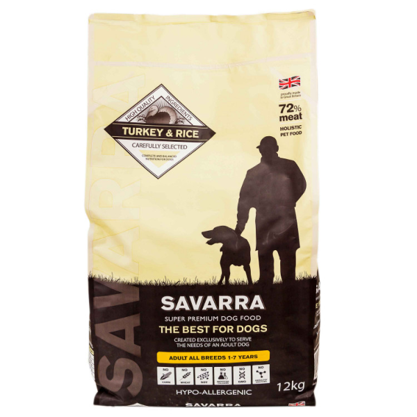 Сухой корм для собак SAVARRA Adult All Breeds Turkey with Rice гипоаллергенный с индейкой