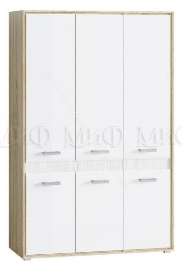 Шкаф 3-х створчатый Фортуна Белый глянец