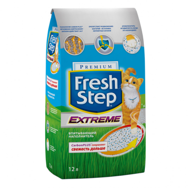 Впитывающий наполнитель для кошек Fresh Step Extreme Тройная защита