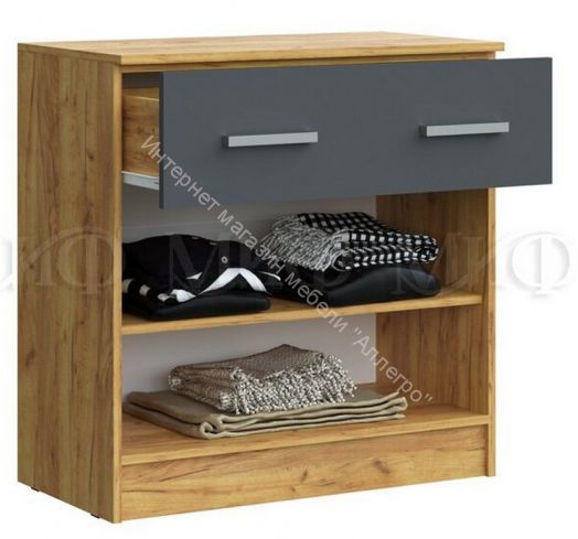 Комод Бася с ящиком 2-мя дверьми Графит/Дуб крафт