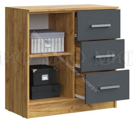 Модульная спальня Бася Графит/Дуб крафт
