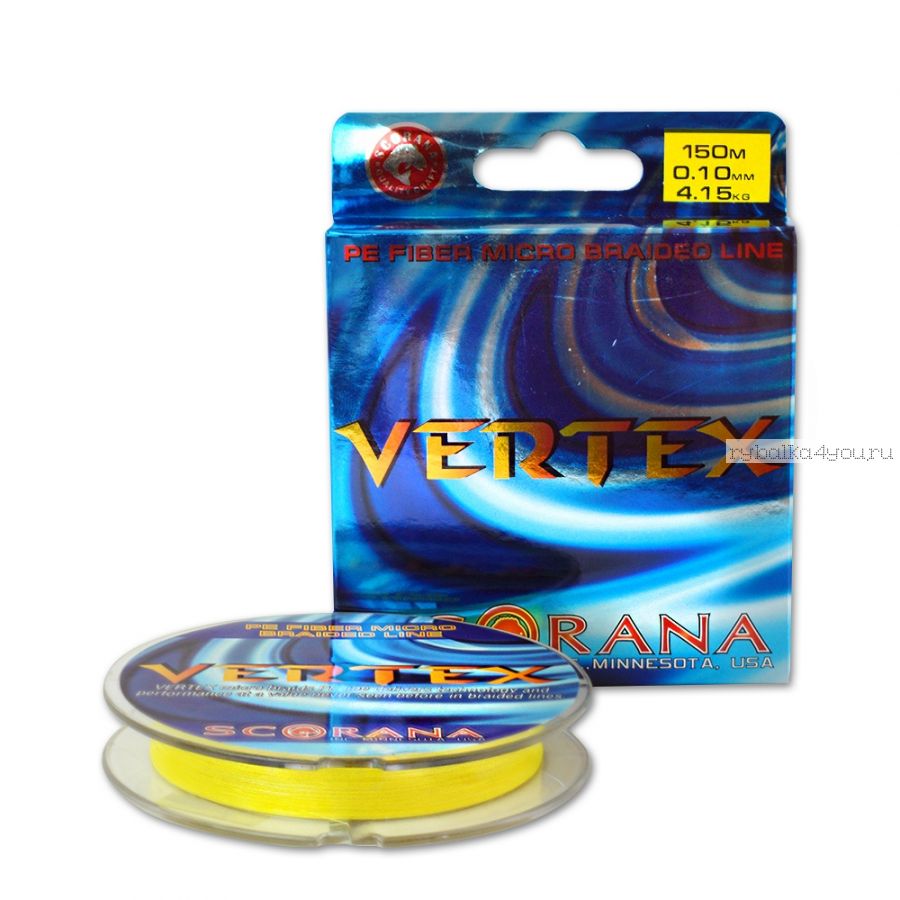 Леска плетеная Scorana Vertex желтый 150 м