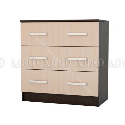 Комод Бася с 3-мя ящиками Дуб беленый/Венге