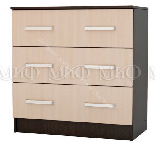 Комод Бася с 3-мя ящиками Дуб беленый/Венге