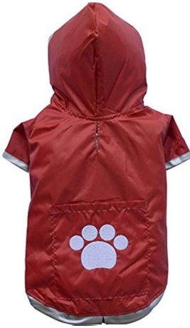Дождевик на 2 лапы, с капюшоном, без подкладки "Лапка"красный (XS, S)