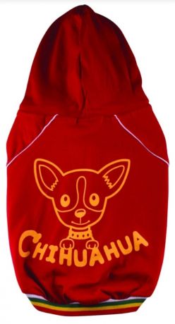Футболка с капюшоном "Чихуашка" красная(L, XL)