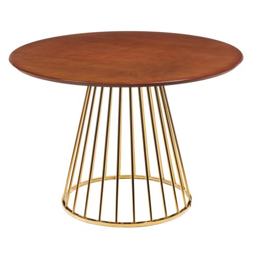 Стол Liverpool диам.110см, шпон орех с золотистыми 
ножками