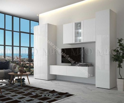 Гостиная Флорис Белый глянец