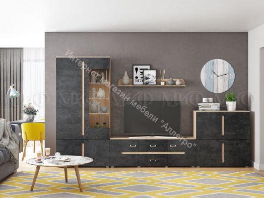 Тумба ТВ Ким Бетон Графит/Дуб Сонома