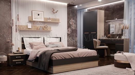 Комод Ким Графит Софт/Дуб Сонома