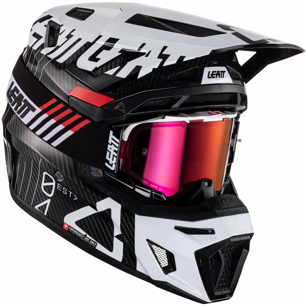 Leatt Kit Moto 9.5 Carbon White шлем + очки Leatt Velocity 6.5 Iriz (2024)