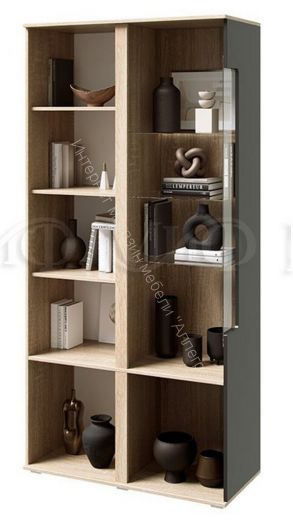 Шкаф с подсветкой Ким Графит софт, Дуб Сонома