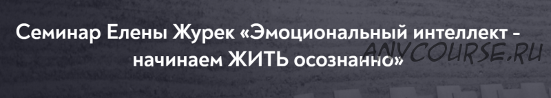 [МИП] Эмоциональный интеллект - начинаем жить осознанно (Елена Журек)