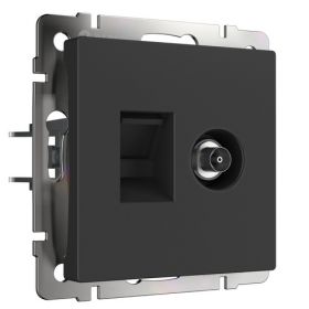 Розетка Werkel Ethernet RJ-45 W1181308 Черная Матовая, ТВ+, 6 cat. / Веркель