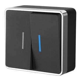 Выключатель Двухклавишный с Подсветкой Werkel Gallant W5020135 Черный, Хром / Веркель