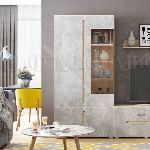 Шкаф с подсветкой Ким Белый глянец, Дуб Венге