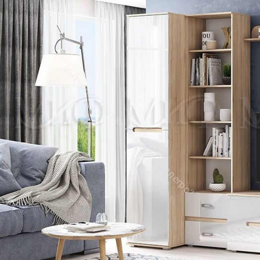 Пенал Ким Белый глянец, Дуб Сонома