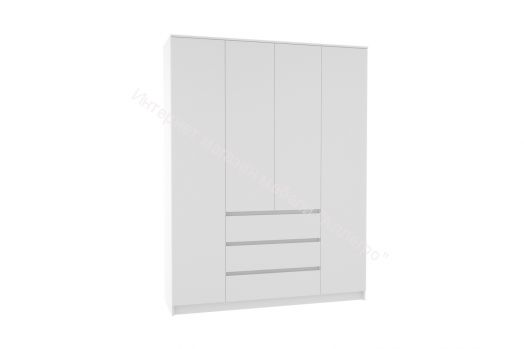 Шкаф Мори МШ1600.1 с 4-мя дверями и 3-мя ящиками (Белый)