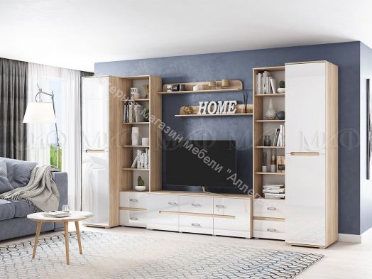 Пенал Ким Белый глянец, Дуб Сонома