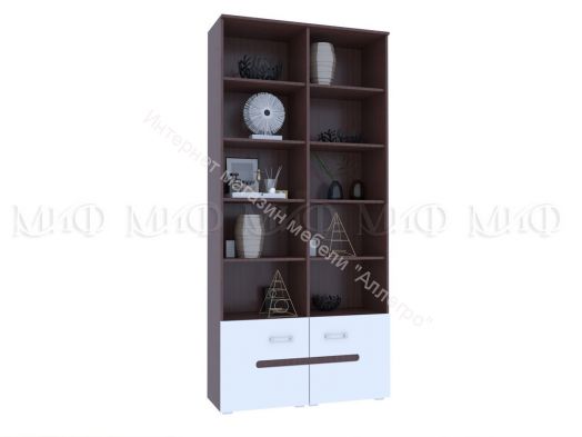 Стеллаж Ким Белый глянец, Дуб Венге