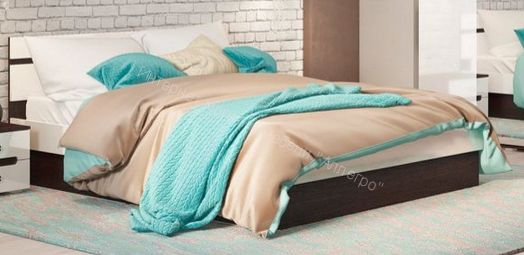 Кровать Ким с ПМ 1400 мм Белый глянец, Дуб Венге