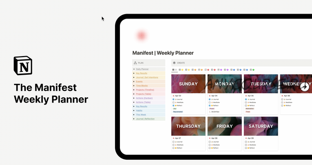 [Notion] The Manifest Weekly Planner (The Notion Coach)