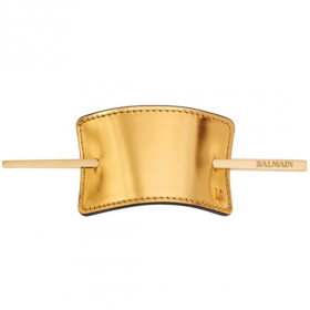 Balmain Заколка из позолоченной кожи Hair Barrette Leather Gold