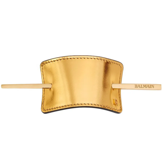 Balmain Заколка из позолоченной кожи Hair Barrette Leather Gold