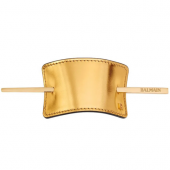 Balmain Заколка из позолоченной кожи Hair Barrette Leather Gold