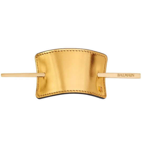 Balmain Заколка из позолоченной кожи Hair Barrette Leather Gold