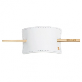 Balmain Заколка из белой кожи Hair Barrette Leather White