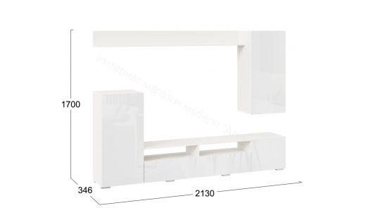 Гостиная "Моретти" (Белый/Белый глянец)