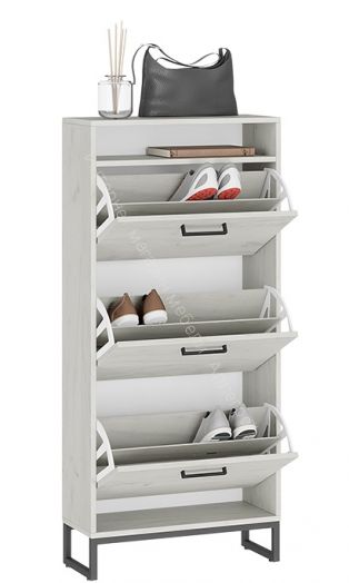 Тумба для обуви «Лофт» тип 1 (Чёрный/Дуб крафт белый)