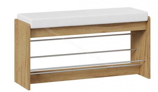 Тумба для обуви «Тайм» тип 2 (Дуб крафт золотой/Кожзам белый)