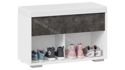 Тумба для обуви "Ханна" Исп.2 (Ателье тёмный/Кожзам белый ясень)