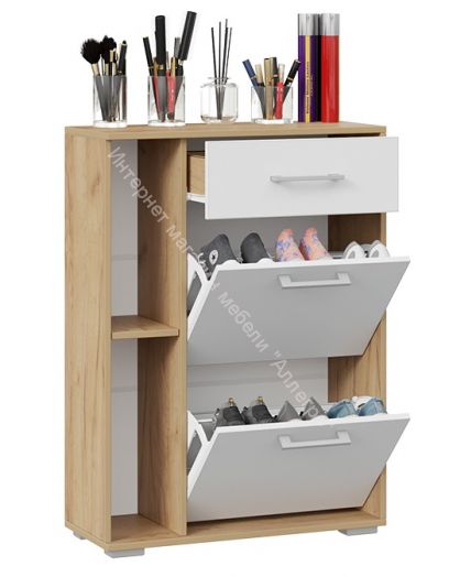 Тумба для обуви "Ханна" (Дуб крафт золотой/Белый ясень)