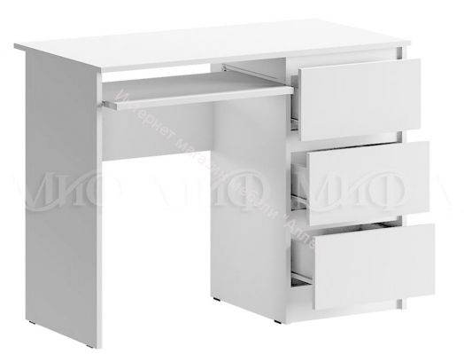 Стол письменный Челси Белый глянец холодный, Белый
