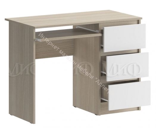 Стол письменный Челси Белый глянец холодный, Дуб Сонома