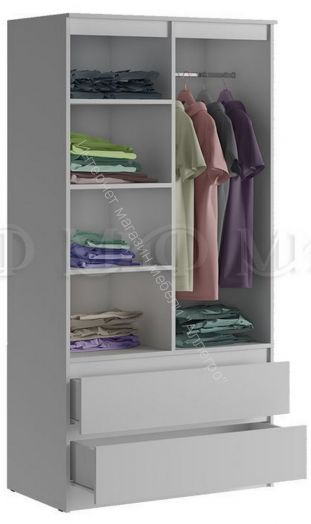 Шкаф двухстворчатый комбинированный "Челси" Белый глянец холодный/Белый