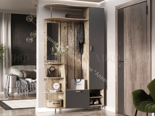 Прихожая Лика №2 1,2 м Дуб Юкон, Графит