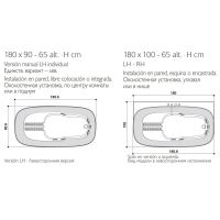 Гидромассажная ванна Jacuzzi Muse универсальная установка, подсветка 180x90 схема 2