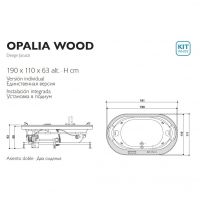 Гидромассажная ванна Jacuzzi Opalia Wood встраиваемая с 6 форсунками и 2 подголовниками 190x110 схема 2