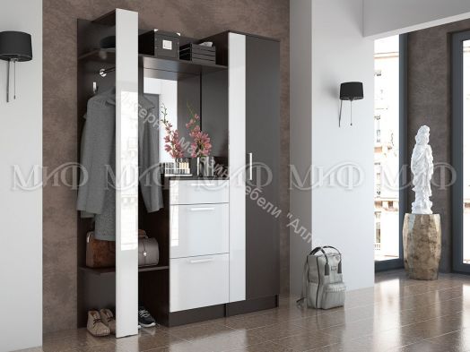 Прихожая Мартина 1,5 м Белый глянец/Венге