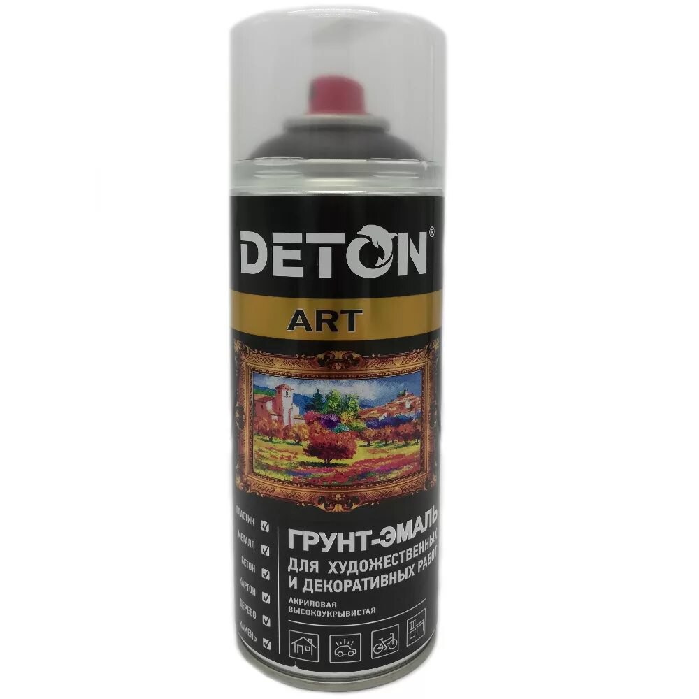 Deton ART Грунт-эмаль с молотковым эффектом, название цвета "Черный", в аэрозольном баллоне, объем 520мл.