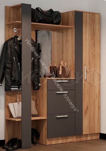 Шкаф платяной Мартина Графит/Дуб Крафт