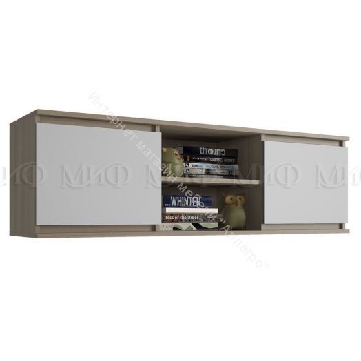 Полка открытая (Антресоль) Челси Белый глянец холодный, Дуб Сонома