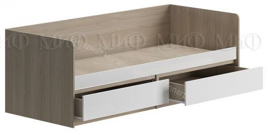 Кровать Челси 800х2000 мм Белый глянец холодный, Дуб Сонома