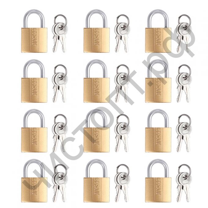 Замок навесной BAG LOCK 25mm, 3 ключа в комплекте, за набор 12 шт на блистере