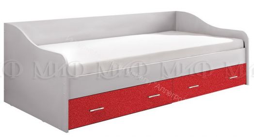 Кровать Вега Алфавит 900х2000 мм  Красный, Белый
