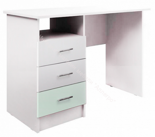 Стол письменный Вега Алфавит Мята, Белый